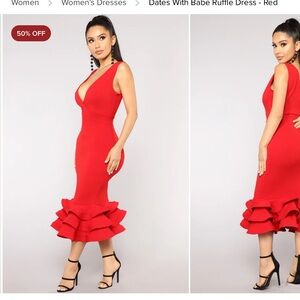 Dates With Babe Ruffle Dress - Red